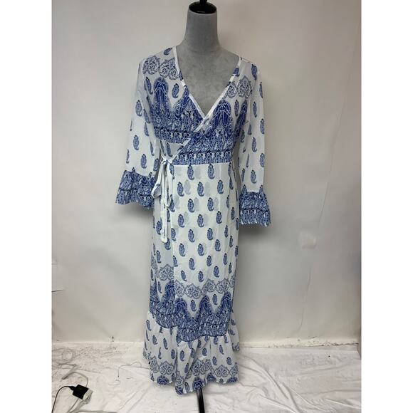 Other Dresses & Skirts - Wrap Dress Duster Coverup Sheer Maxi BohemianFestival Paisley Womens SZ 7